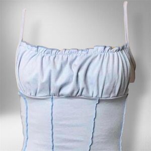 Shein Baby Blue Milkmaid Crop Top – Size M